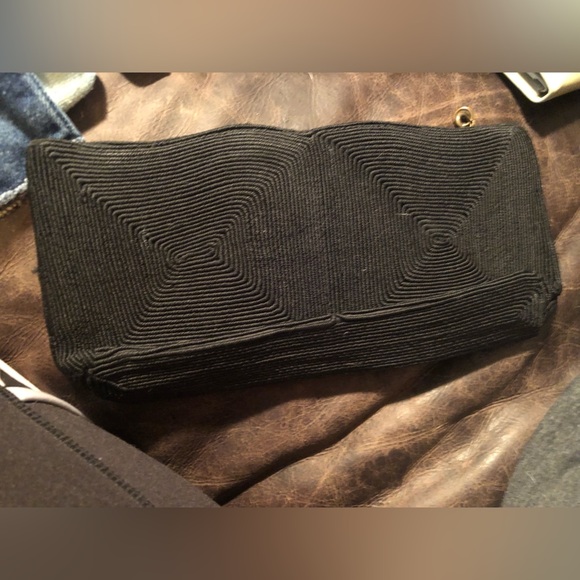 Vintage Black Cordé Clutch Evening Bag - Picture 2 of 3